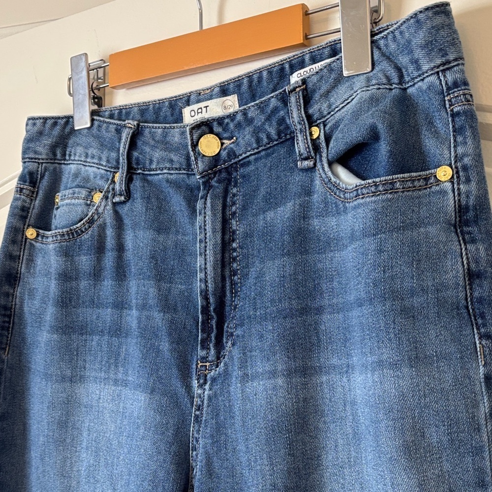 Oat New York Dark Blue Wide Leg Jeans. CLOUD LUX Denim. - Picture 2 of 12